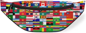 Fanny Pack for Women Men National Flags of the World Waist Pack Crossbody Bag with Adjustable Straps for Hiking Running Walking Travel Cycling