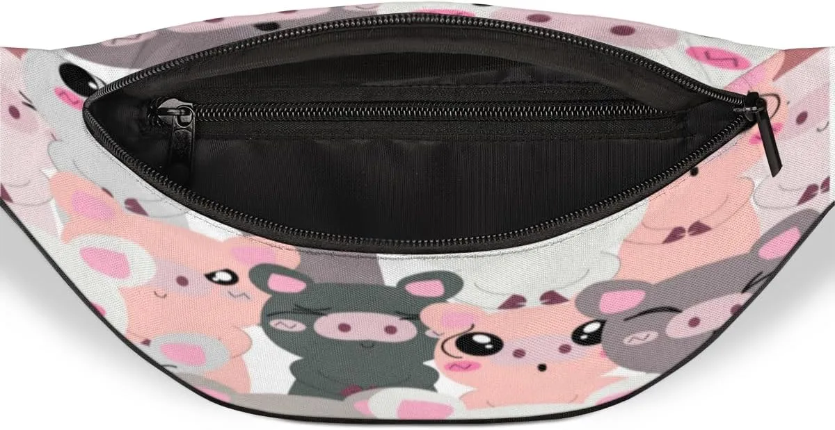Fanny Pack for Women Men Waist Pack Cartoon Pigs Pattern Crossbody Bag with Adjustable Straps for Hiking Running Walking Travel Cycling