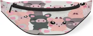 Fanny Pack for Women Men Waist Pack Cartoon Pigs Pattern Crossbody Bag with Adjustable Straps for Hiking Running Walking Travel Cycling