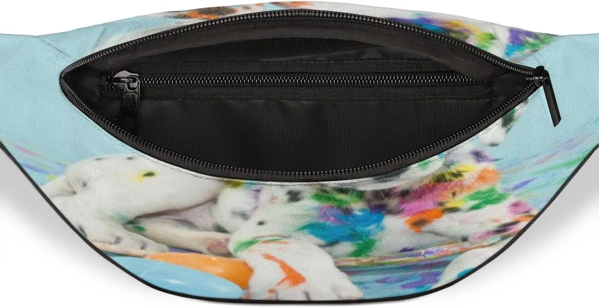 Fanny Pack for Women Men Waist Pack Dog Painter Crossbody Bag with Adjustable Straps for Hiking Running Walking Travel Cycling