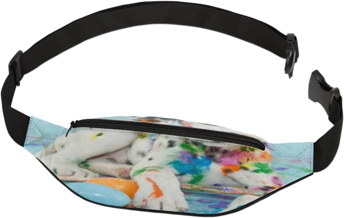 Fanny Pack for Women Men Waist Pack Dog Painter Crossbody Bag with Adjustable Straps for Hiking Running Walking Travel Cycling