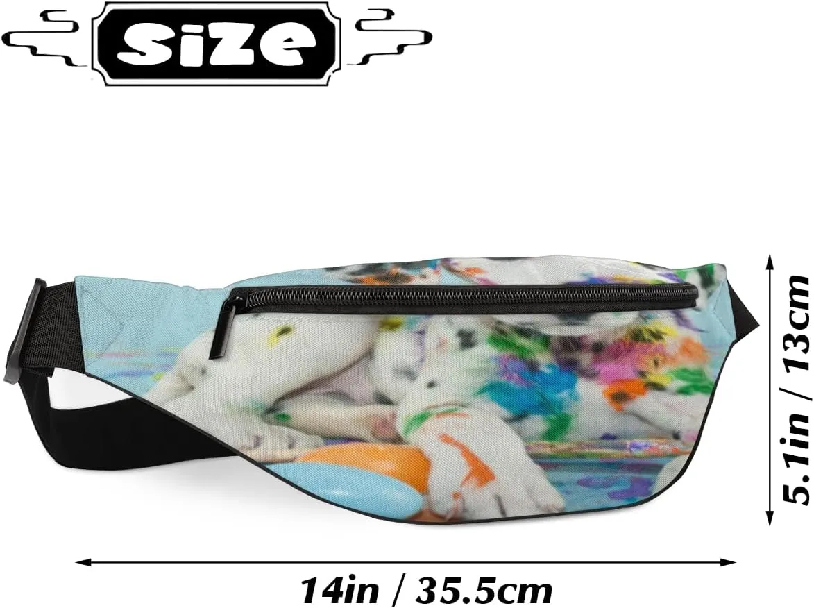 Fanny Pack for Women Men Waist Pack Dog Painter Crossbody Bag with Adjustable Straps for Hiking Running Walking Travel Cycling