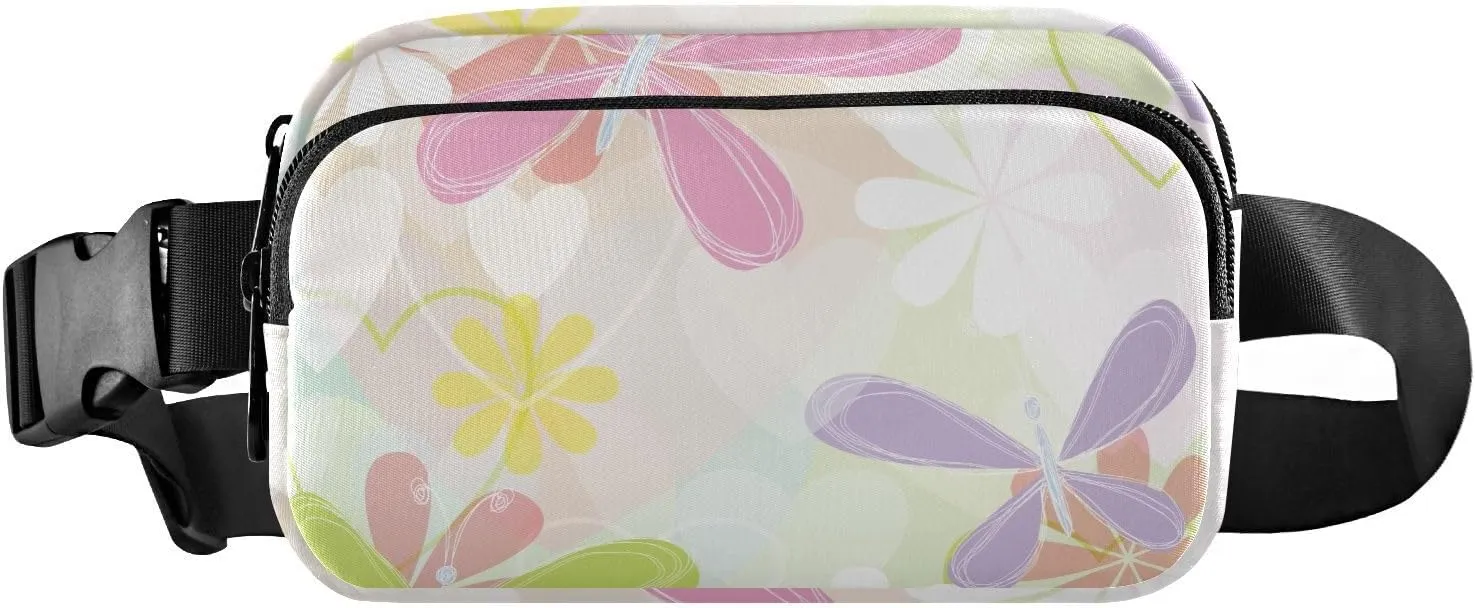 Fanny Pack Waist Bag for Men Women Soft Color Flowers Crossbody Fashion Waist Packs Belt Bag with Adjustable Strap for Traveling, Hiking, Jogging, Cycling