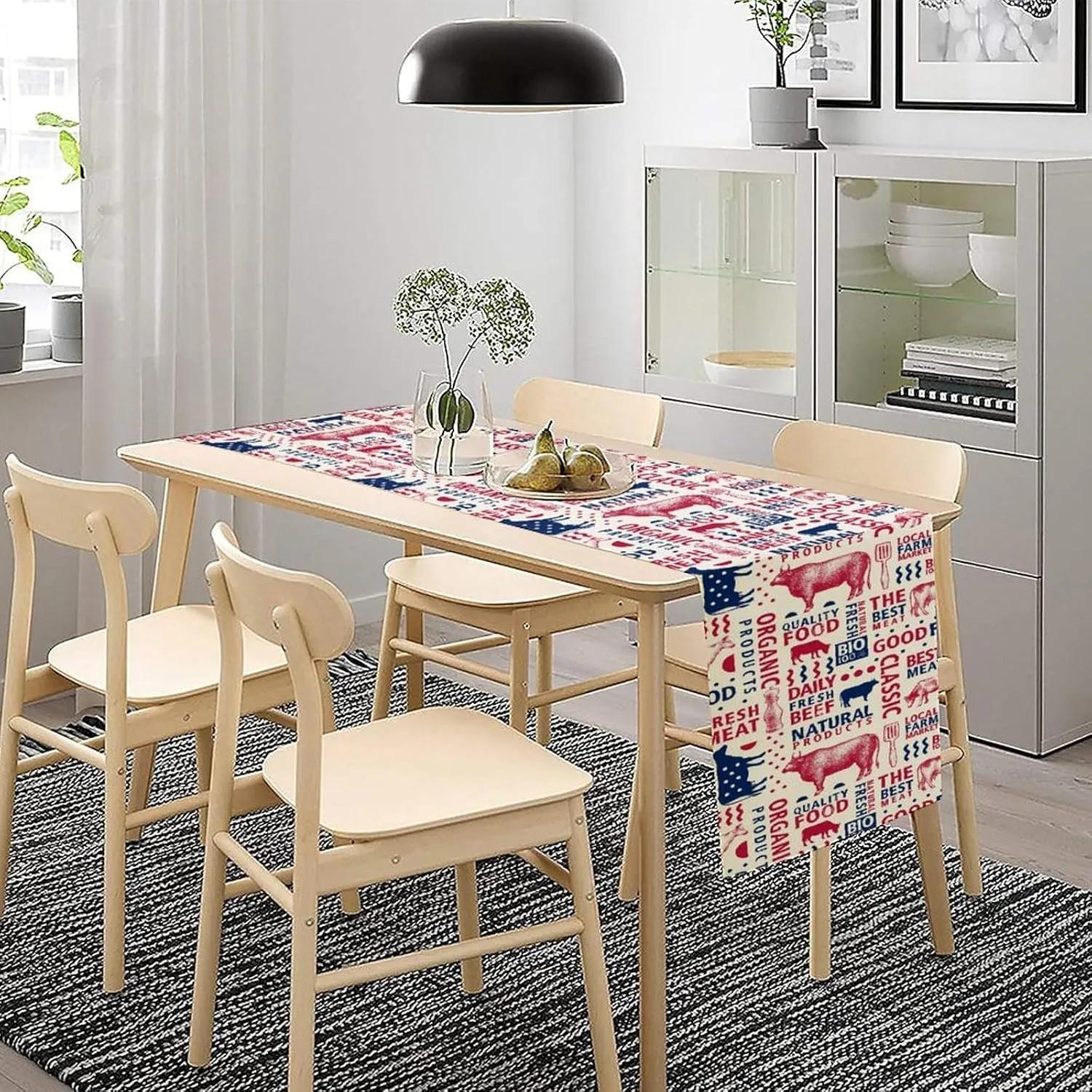 Farm Animal Table Runner,Rustic Country Farmhouse Dinner Table Decoration for Home Living Room Kitchen Dining Room 13x120in