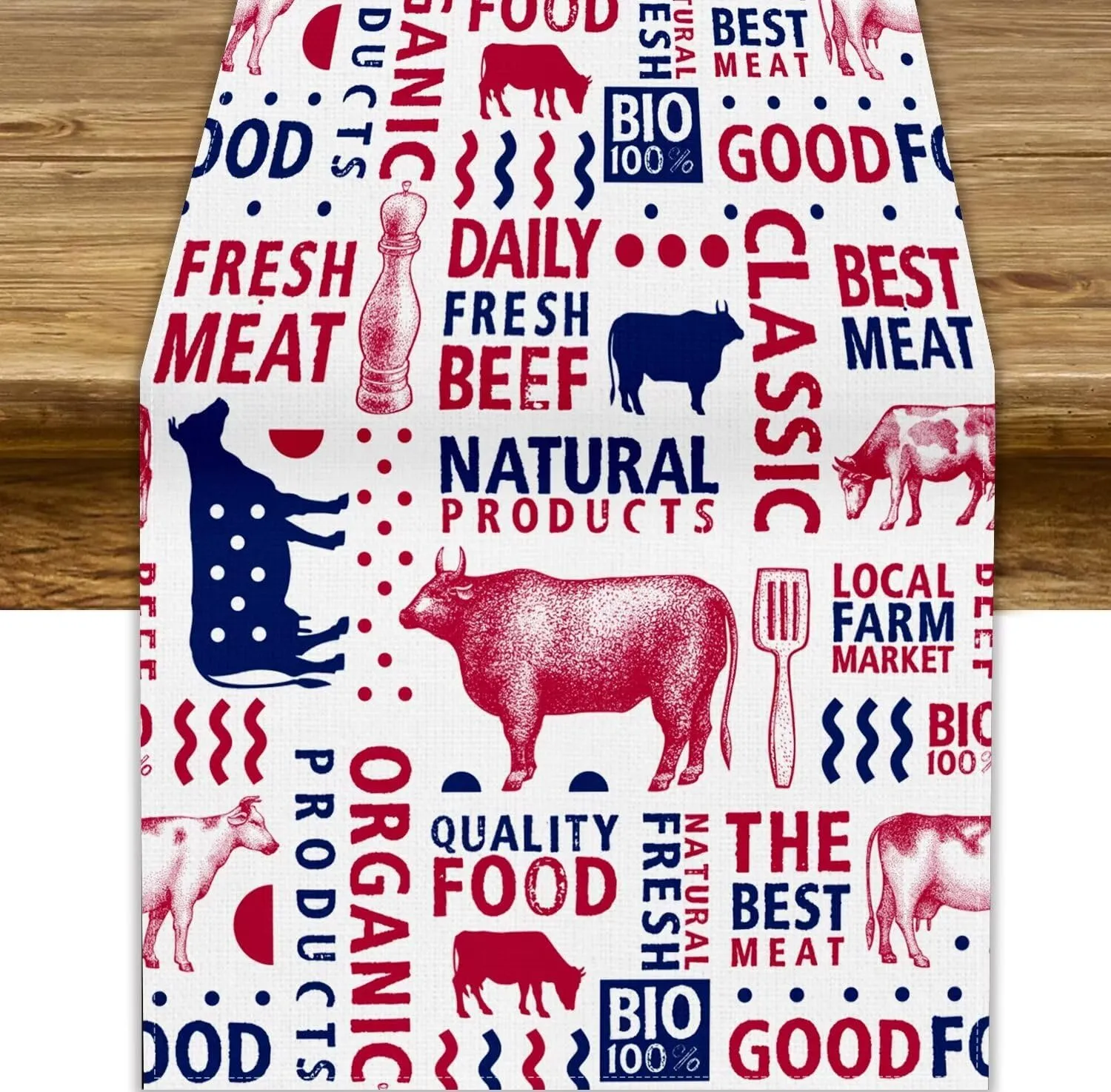 Farm Animal Table Runner,Rustic Country Farmhouse Dinner Table Decoration for Home Living Room Kitchen Dining Room 13x120in