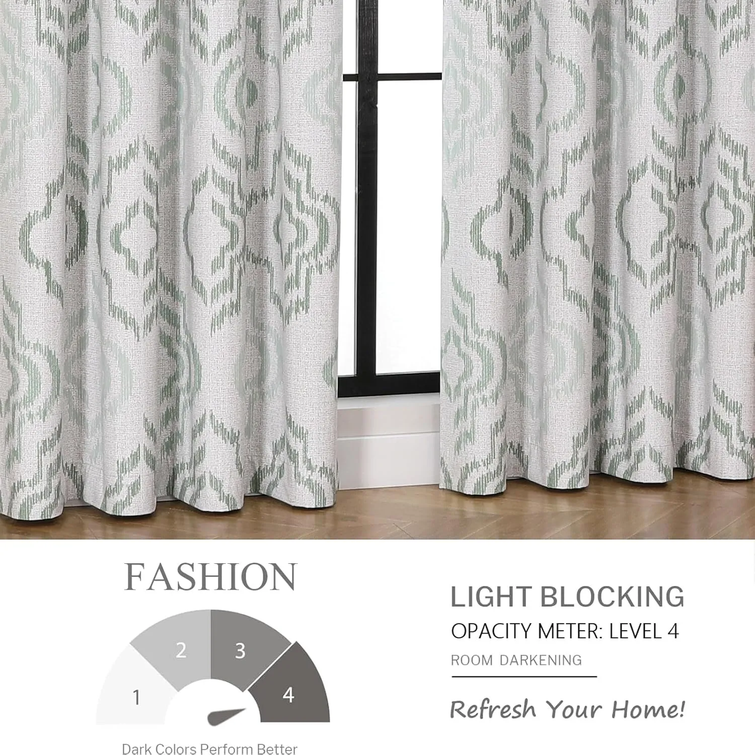 Farmhouse Blackout Curtains, 84 Inches Long, Set of 2 Panels Grommet Top for Living Room,Window Treatment Sets, Vintage Country Style Floral Light Beige, W 52xL 84 Inch