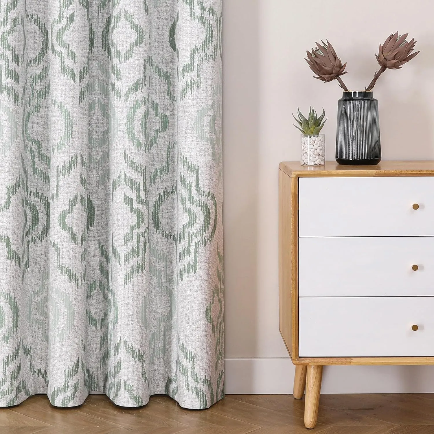 Farmhouse Blackout Curtains, 84 Inches Long, Set of 2 Panels Grommet Top for Living Room,Window Treatment Sets, Vintage Country Style Floral Light Beige, W 52xL 84 Inch