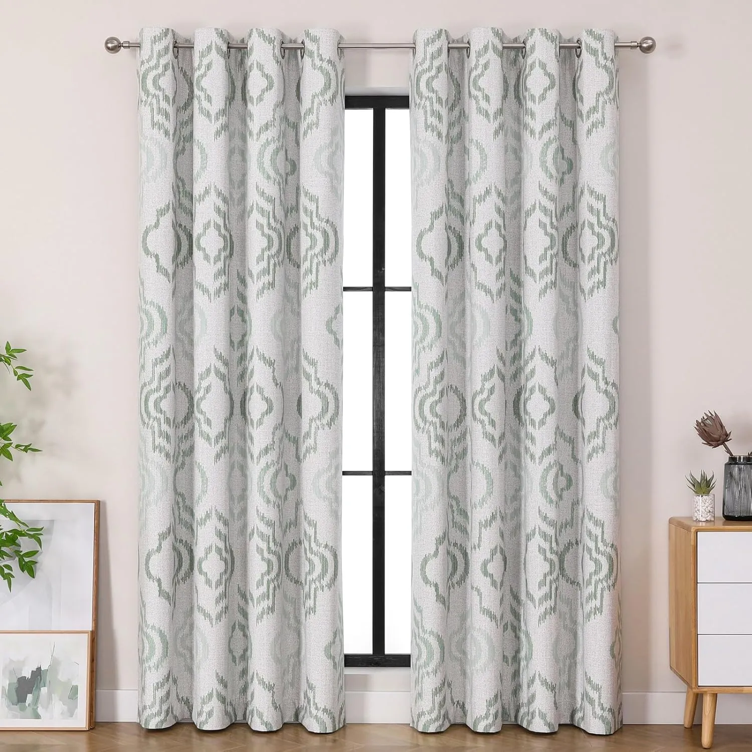 Farmhouse Blackout Curtains, 84 Inches Long, Set of 2 Panels Grommet Top for Living Room,Window Treatment Sets, Vintage Country Style Floral Light Beige, W 52xL 84 Inch