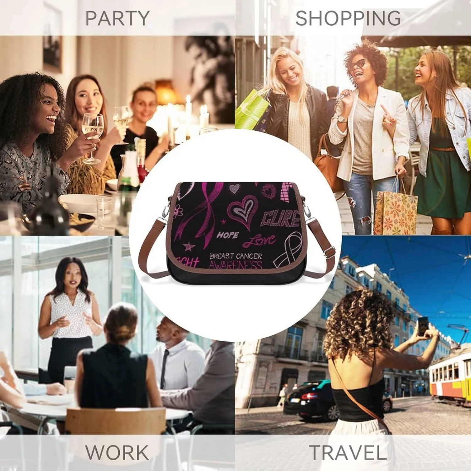Fashion Crossbody Bag Vintage Leather Shoulder Purse With Adjustable Strap