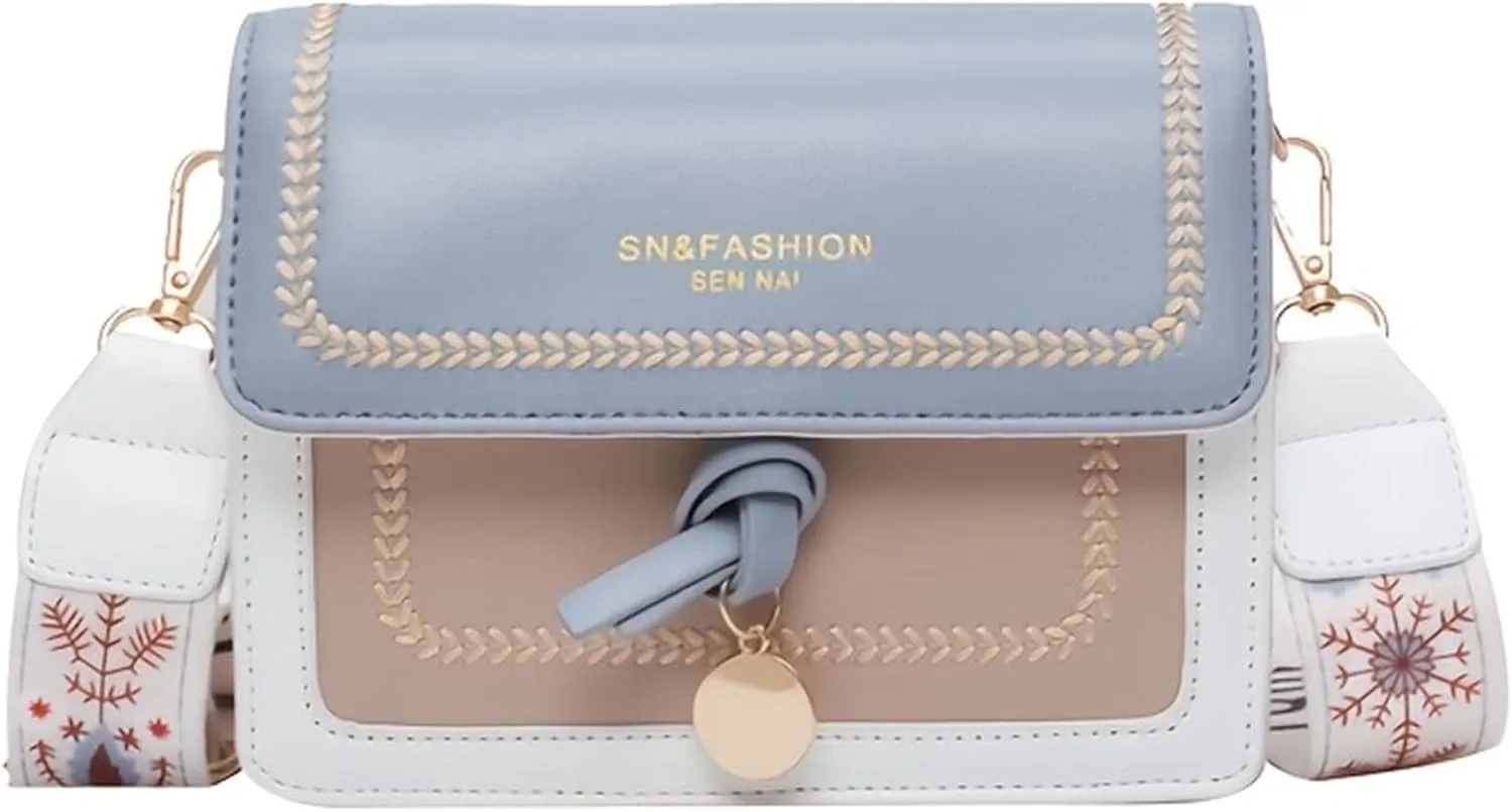 Fashion Flap Shoulder Bag, Women's Buckle Decor Crossbody Purse With Wide Strap