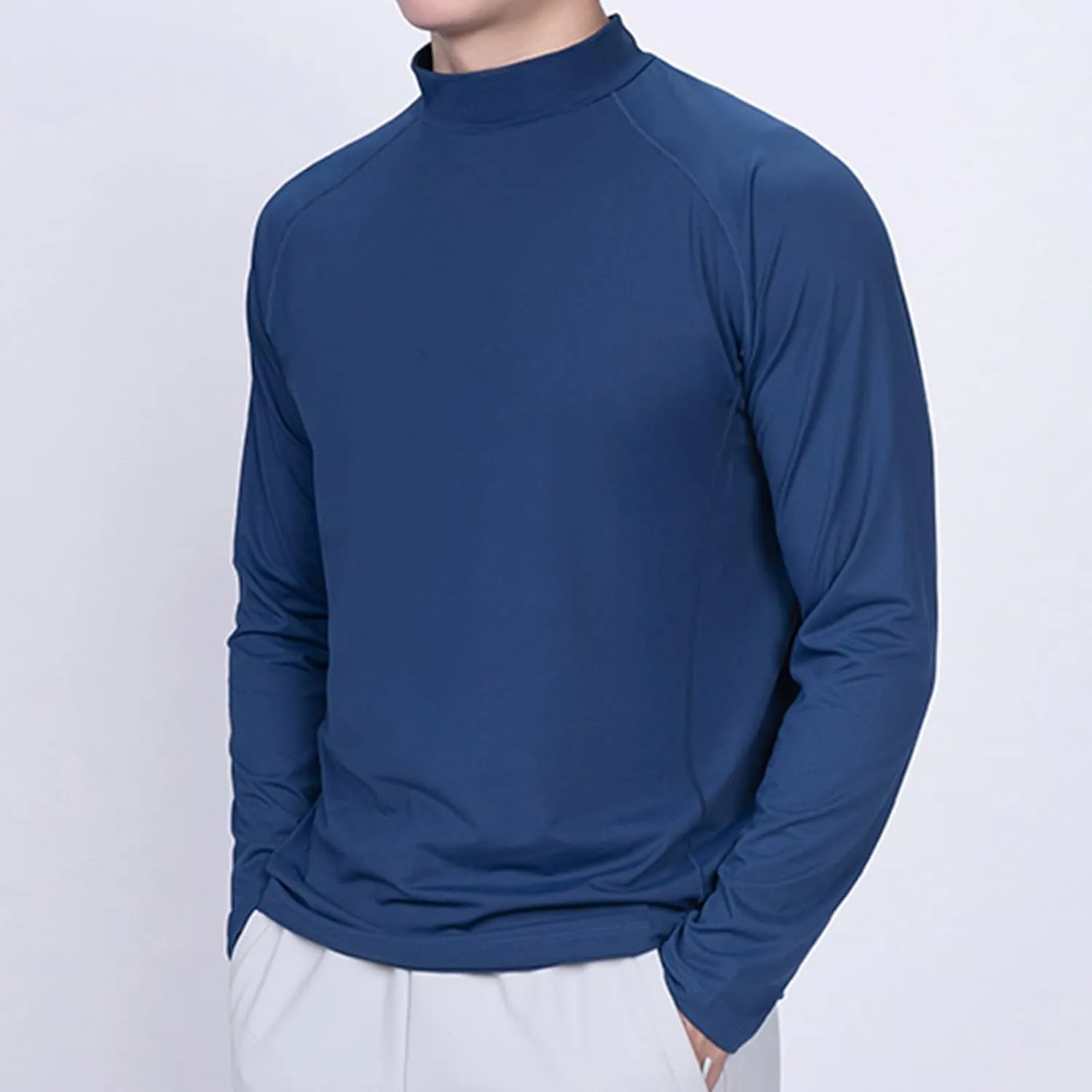 Fashion Shirt for Men Casual Solid Color Long Sleeves Sweatshirt Tops Crew Neck Breathable Comfy Fitness T Shirts