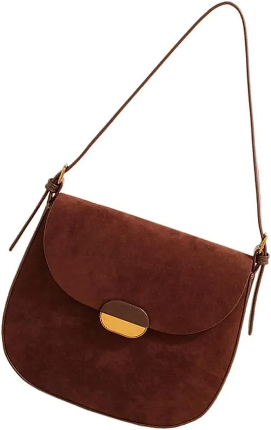 Fashionable Faux Suedes Leather Shoulder Bag for Women Small Trendy Crossbody Satchel Velvets Texture Handbag Purse