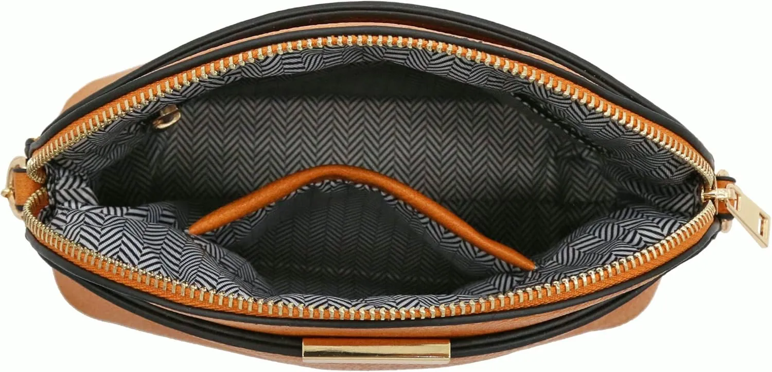 FashionPuzzle Faux Leather Small Dome Crossbody Bag with Chain Strap