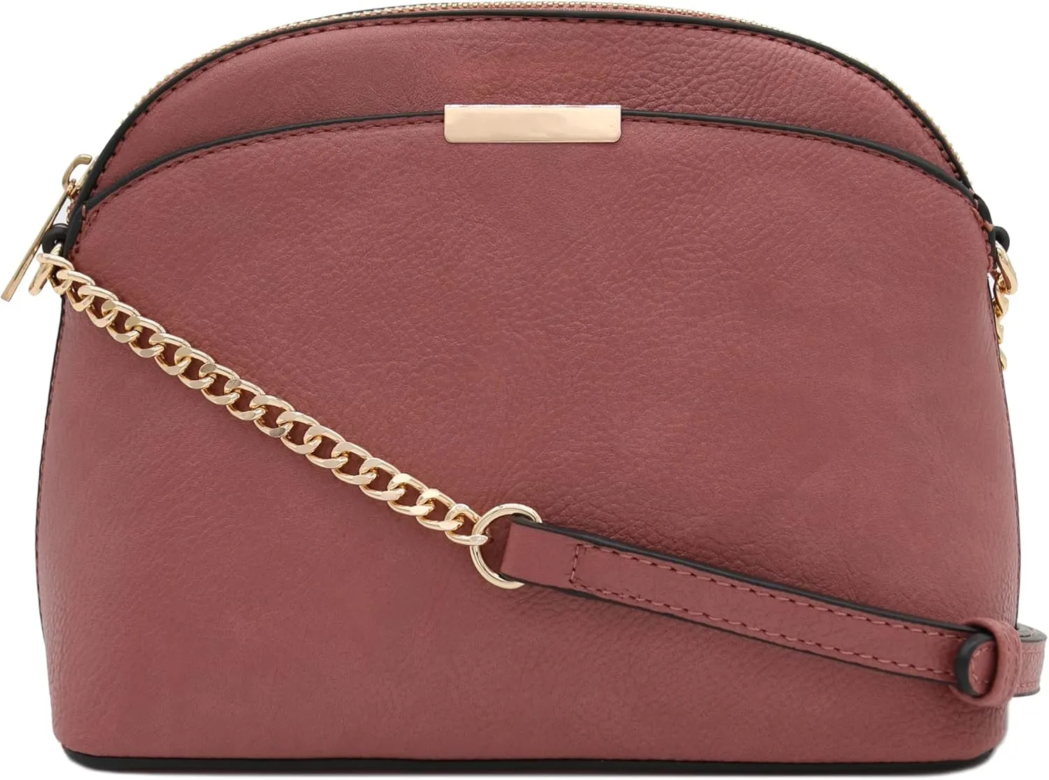 FashionPuzzle Faux Leather Small Dome Crossbody Bag with Chain Strap