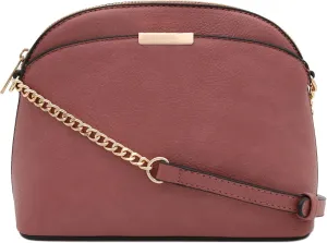 FashionPuzzle Faux Leather Small Dome Crossbody Bag with Chain Strap