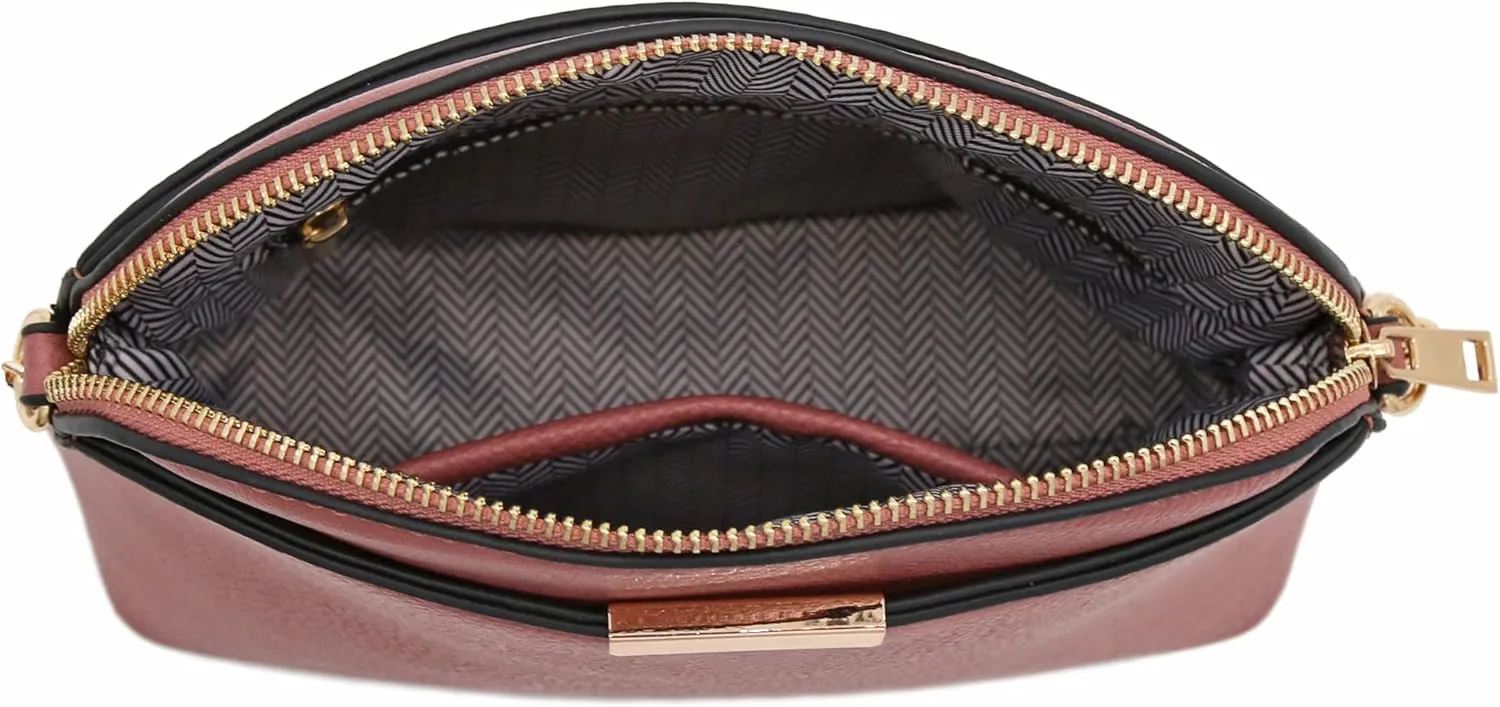 FashionPuzzle Faux Leather Small Dome Crossbody Bag with Chain Strap