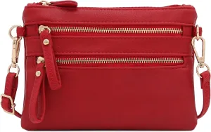FashionPuzzle Multi Zipper Pocket Small Wristlet Crossbody Bag