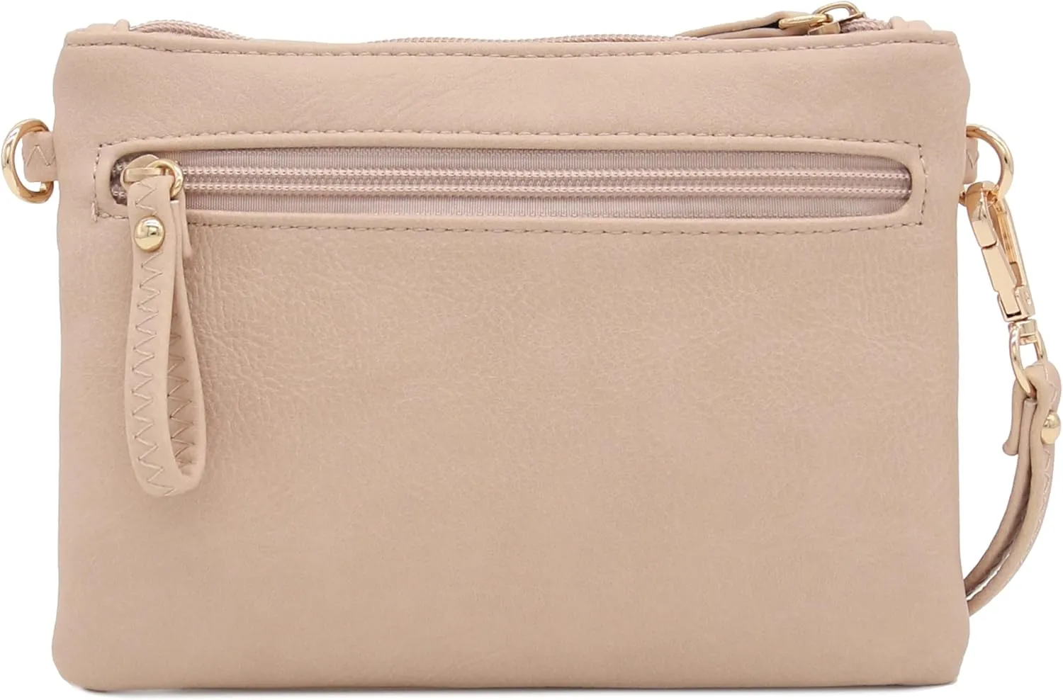 FashionPuzzle Multi Zipper Pocket Small Wristlet Crossbody Bag