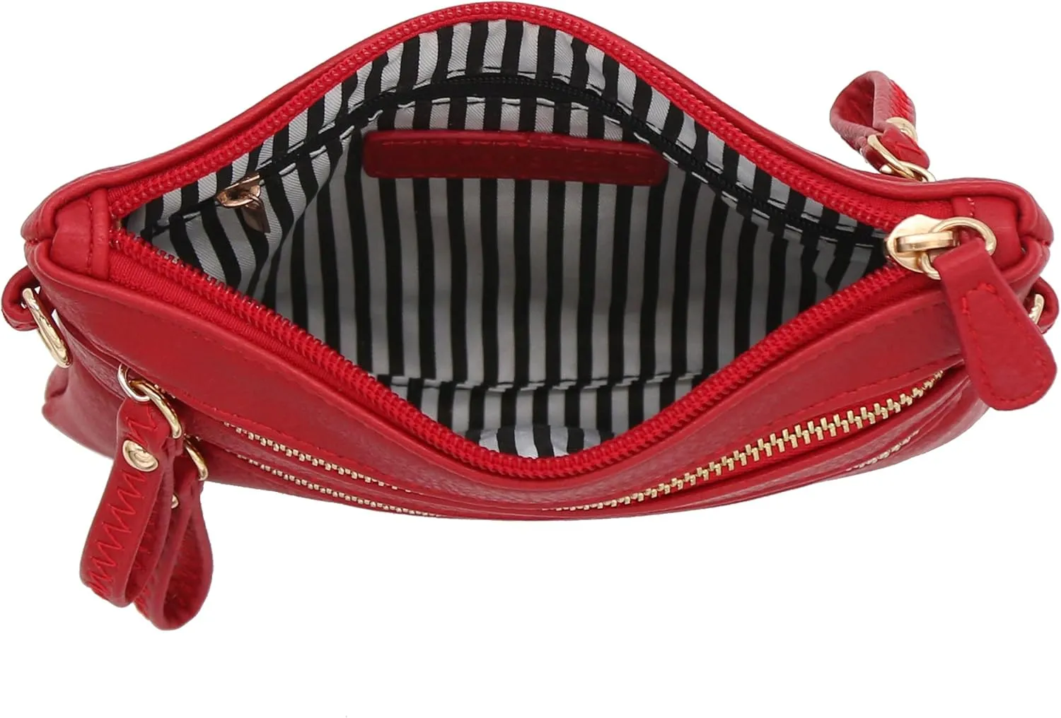 FashionPuzzle Multi Zipper Pocket Small Wristlet Crossbody Bag