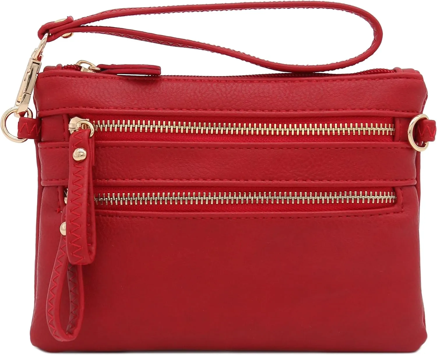 FashionPuzzle Multi Zipper Pocket Small Wristlet Crossbody Bag