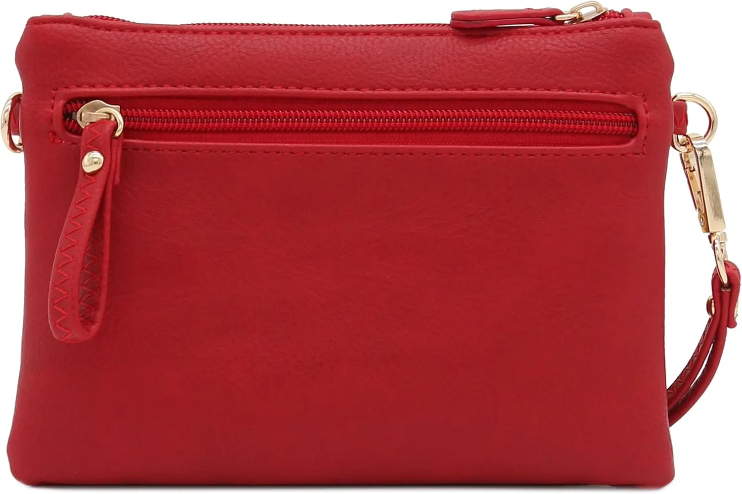 FashionPuzzle Multi Zipper Pocket Small Wristlet Crossbody Bag