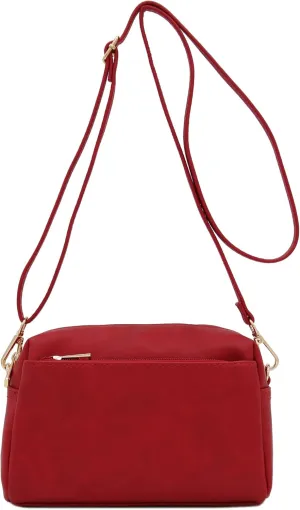 FashionPuzzle Triple Zip Small Crossbody Bag