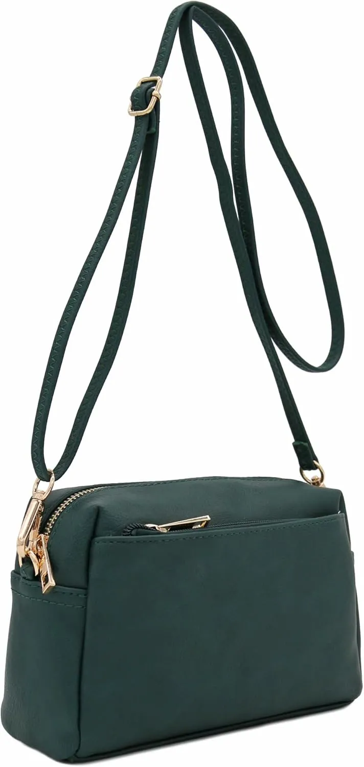 FashionPuzzle Triple Zip Small Crossbody Bag