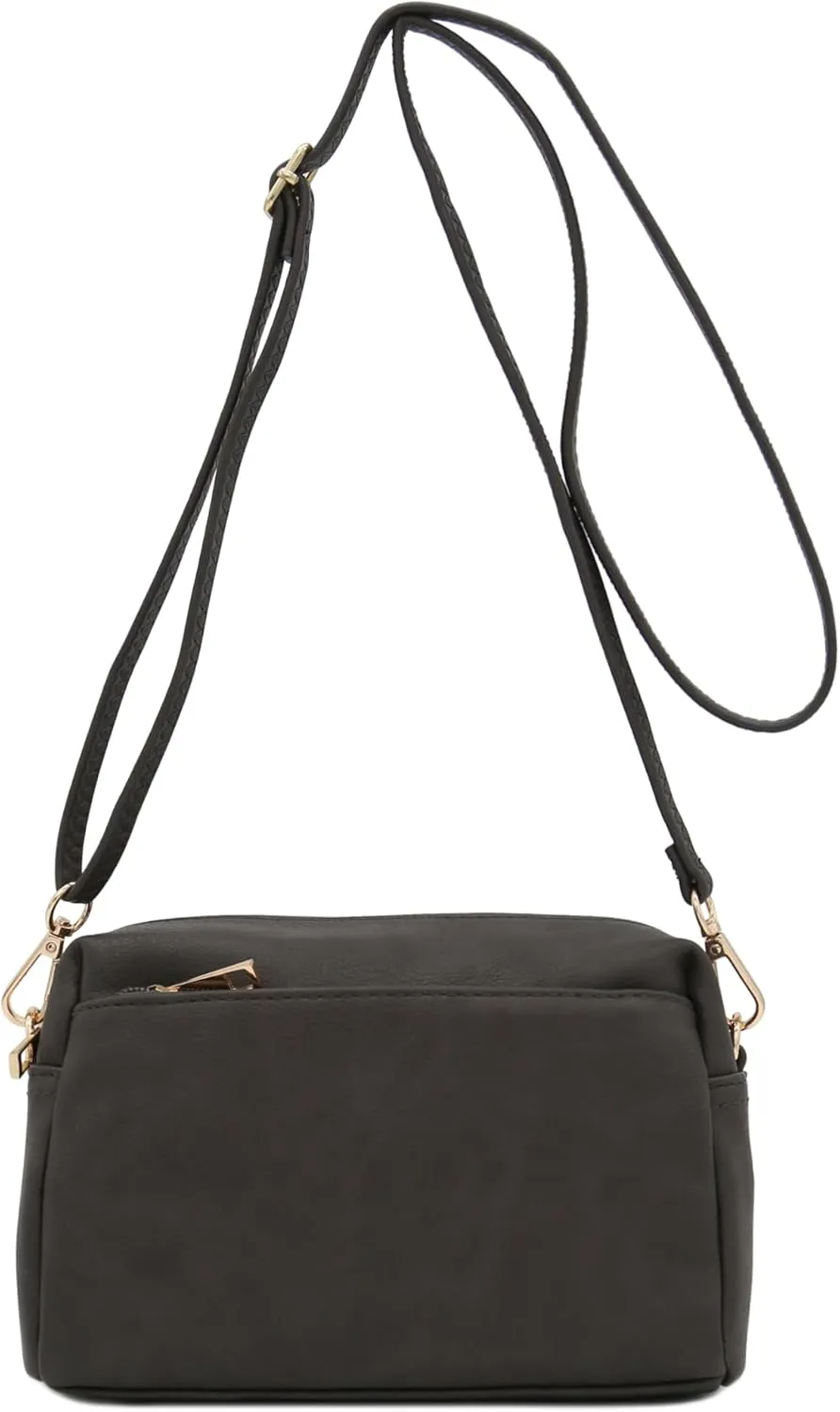 FashionPuzzle Triple Zip Small Crossbody Bag