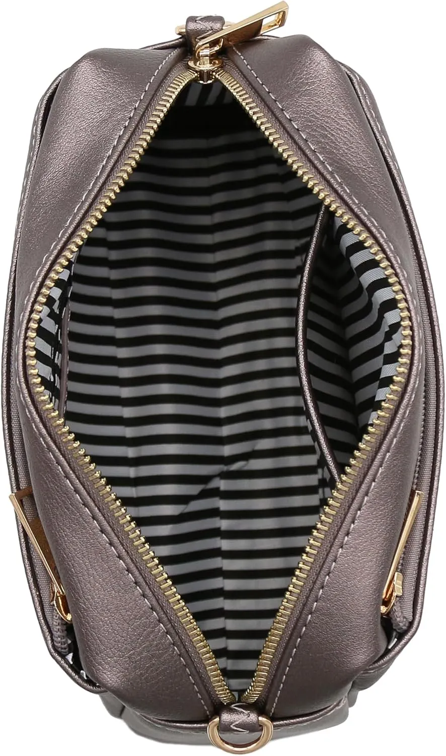 FashionPuzzle Triple Zip Small Crossbody Bag