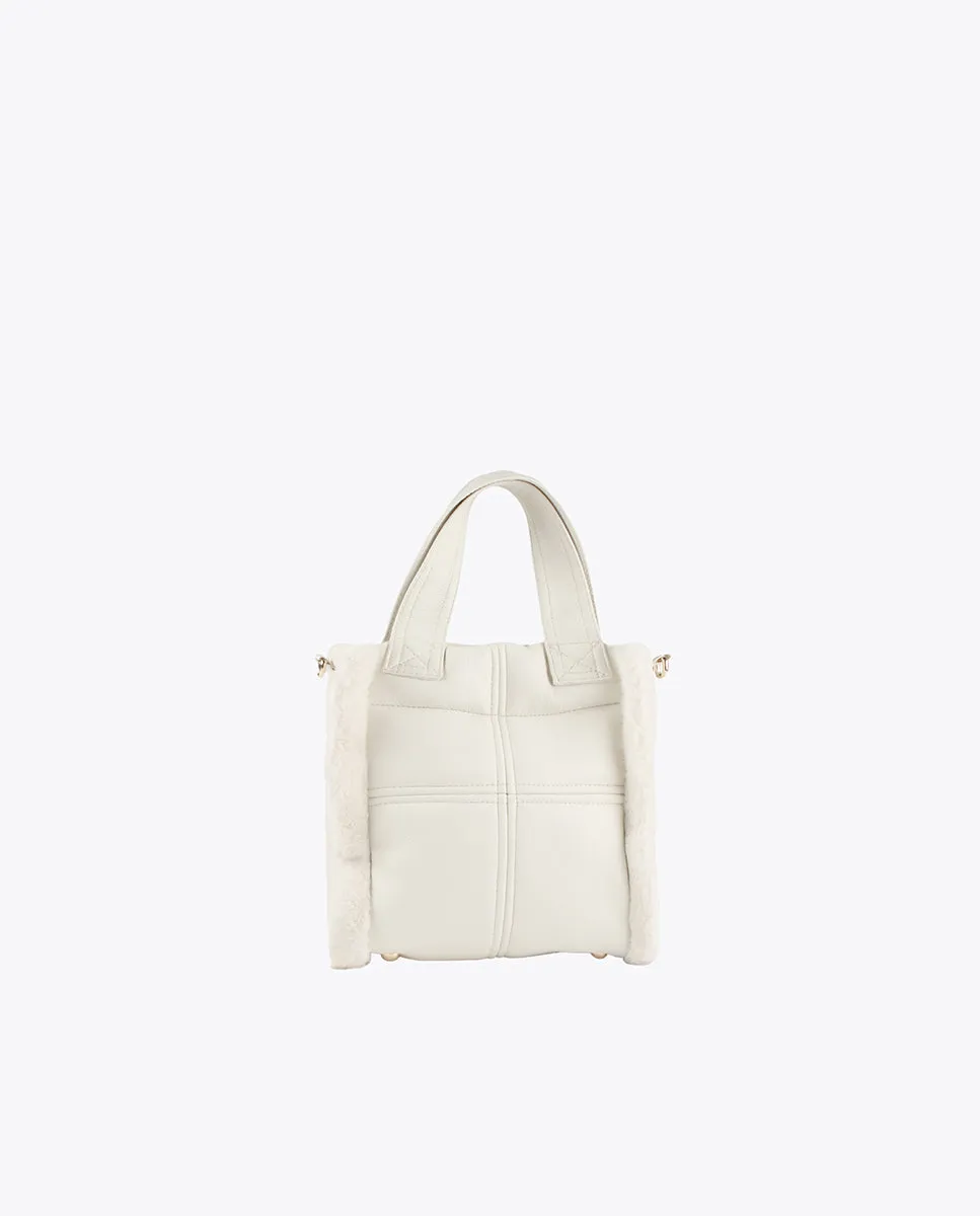 Faux leather and faux fur crossbody bag