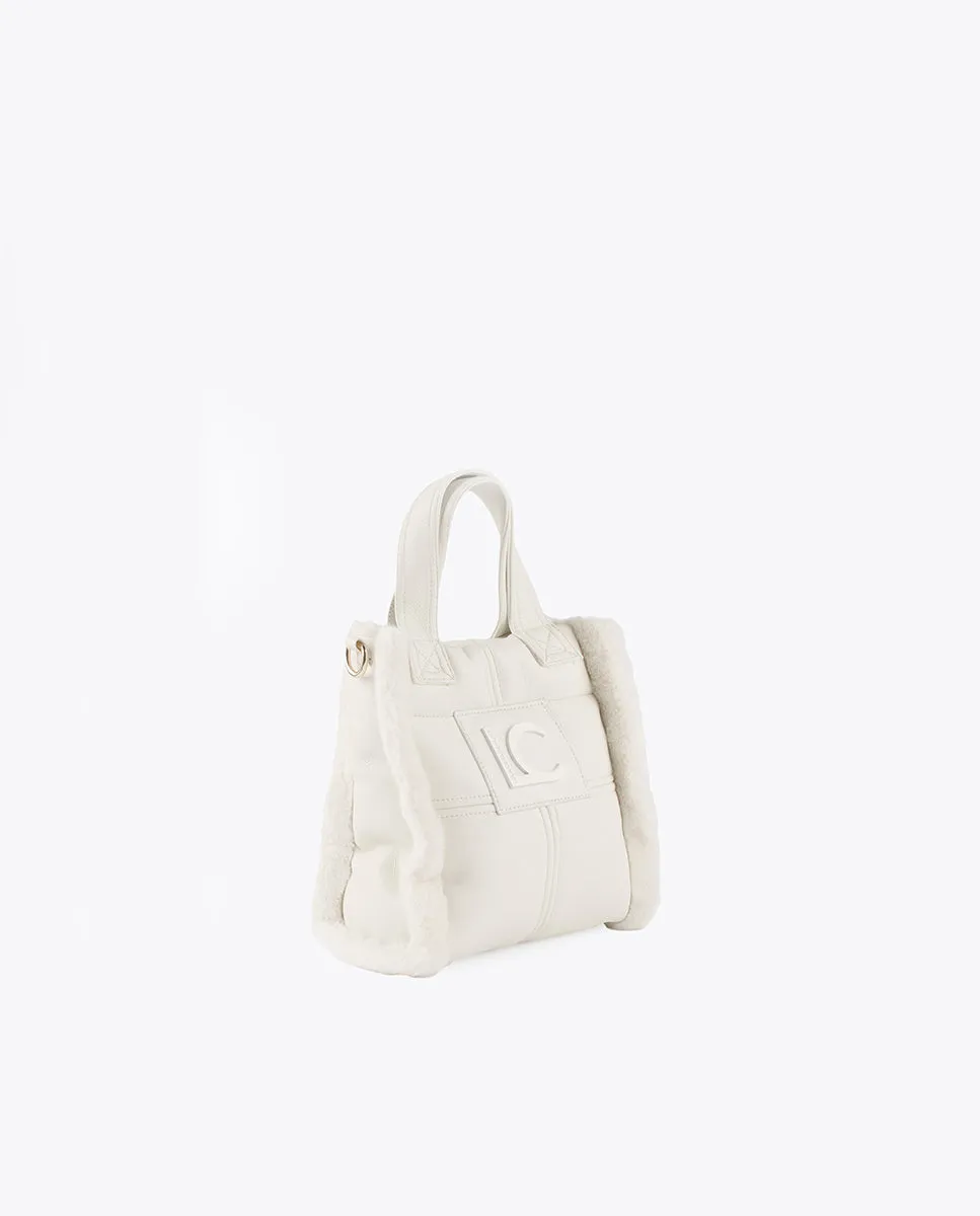 Faux leather and faux fur crossbody bag