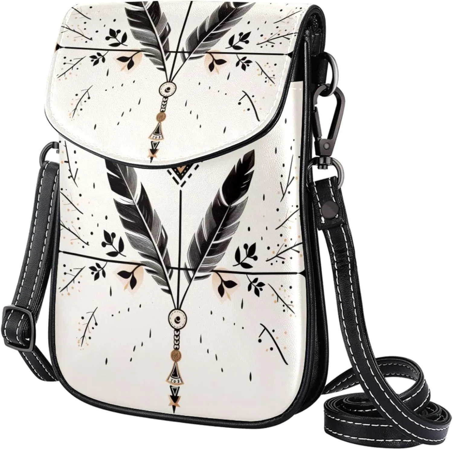 Faux Leather Crossbody Bag for Women, Messenger Bag, Shoulder Bag, arrow feather and heart love
