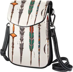Faux Leather Crossbody Bag for Women, Messenger Bag, Shoulder Bag, arrows and feathers