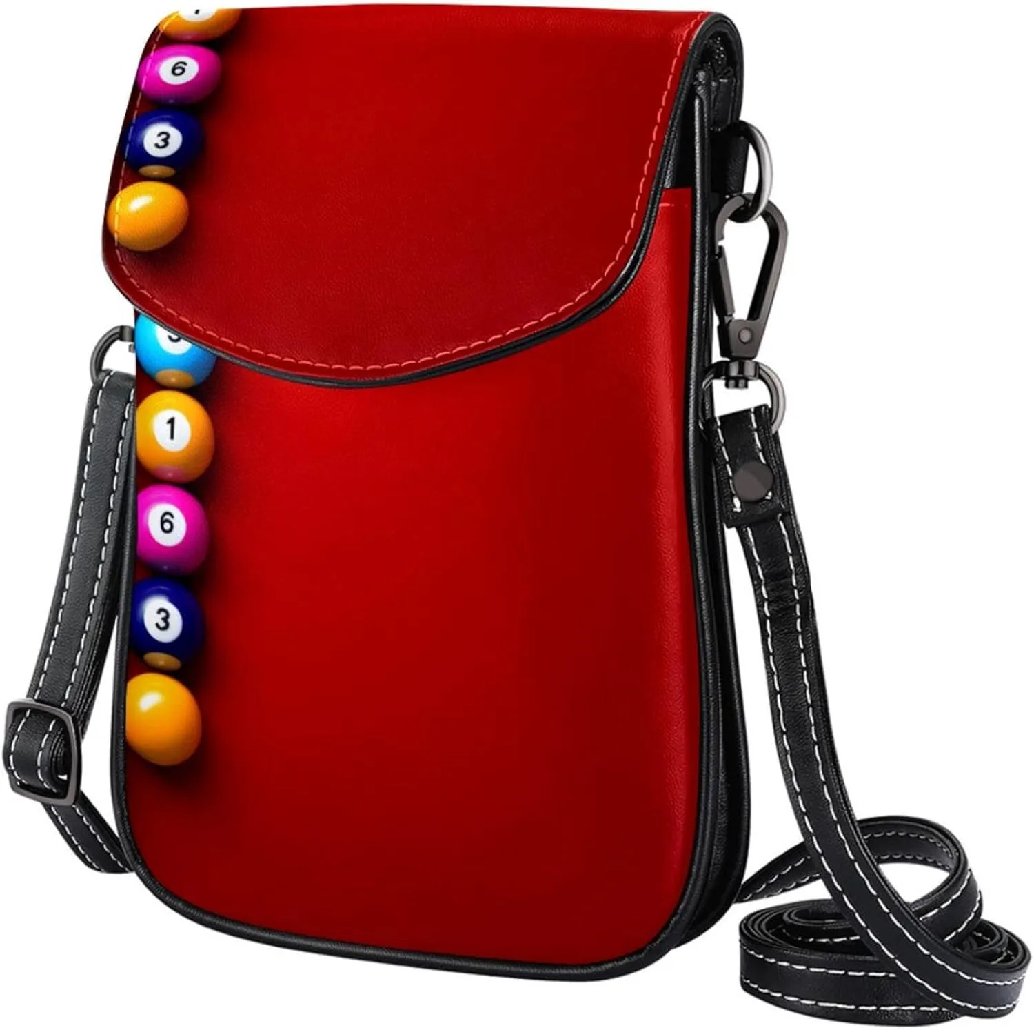 Faux Leather Crossbody Bag for Women, Messenger Bag, Shoulder Bag, Game Billiard