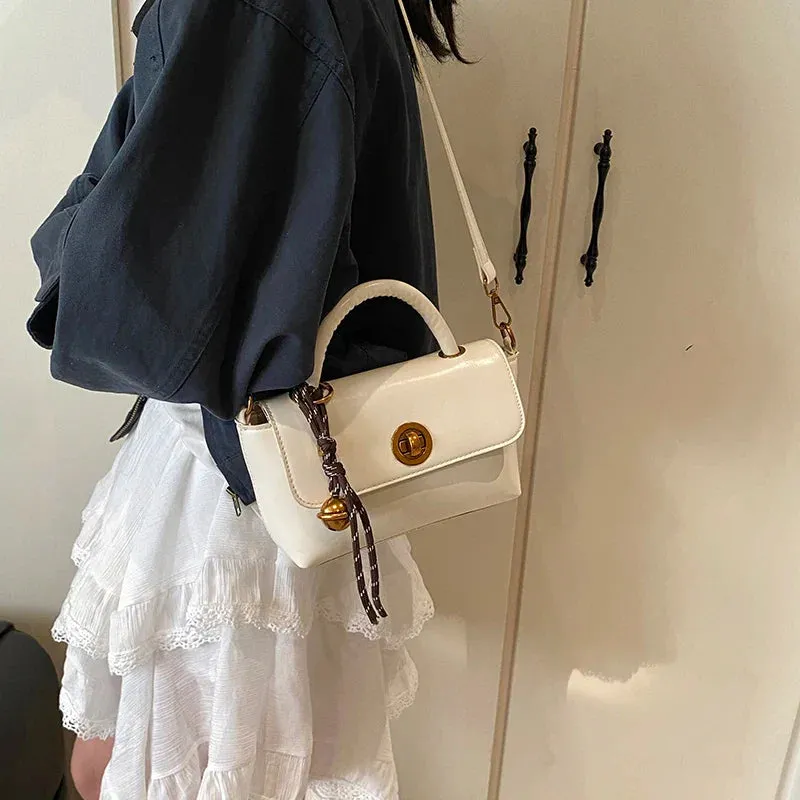 Faux Leather Flap Short Handle Crossbody Bags