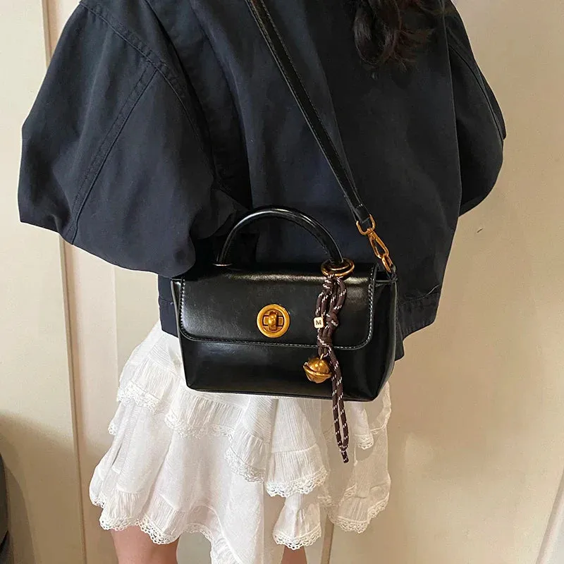 Faux Leather Flap Short Handle Crossbody Bags