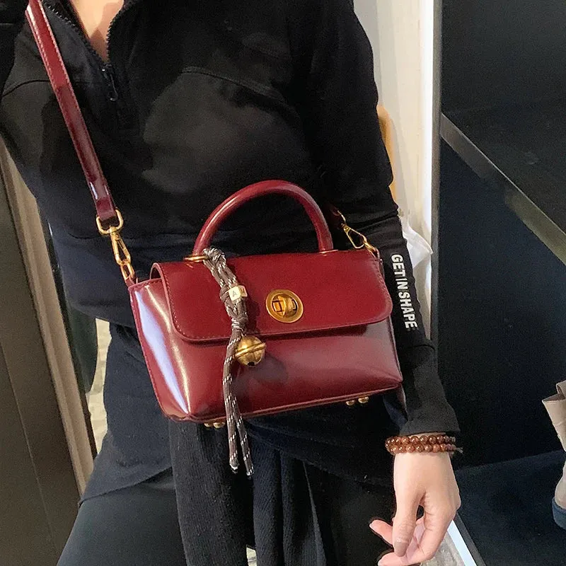 Faux Leather Flap Short Handle Crossbody Bags