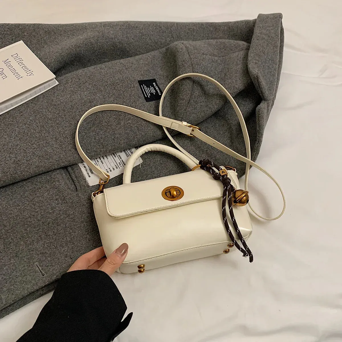Faux Leather Flap Short Handle Crossbody Bags