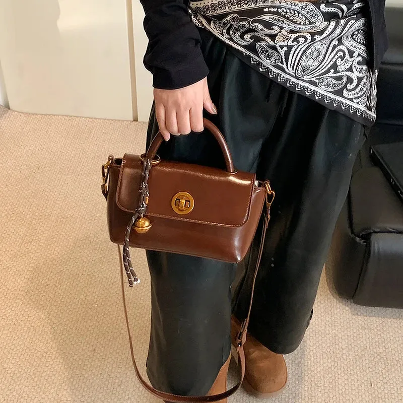 Faux Leather Flap Short Handle Crossbody Bags