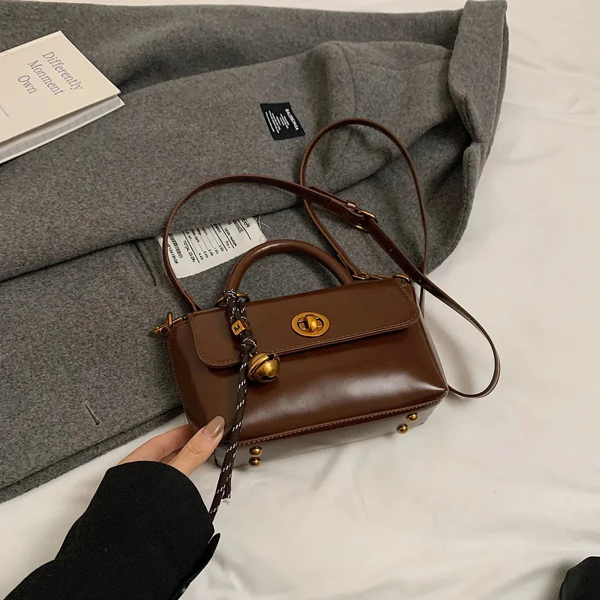 Faux Leather Flap Short Handle Crossbody Bags