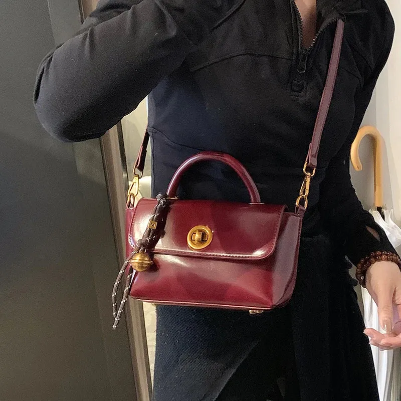 Faux Leather Flap Short Handle Crossbody Bags