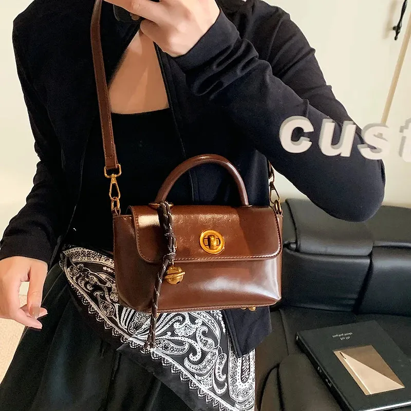 Faux Leather Flap Short Handle Crossbody Bags