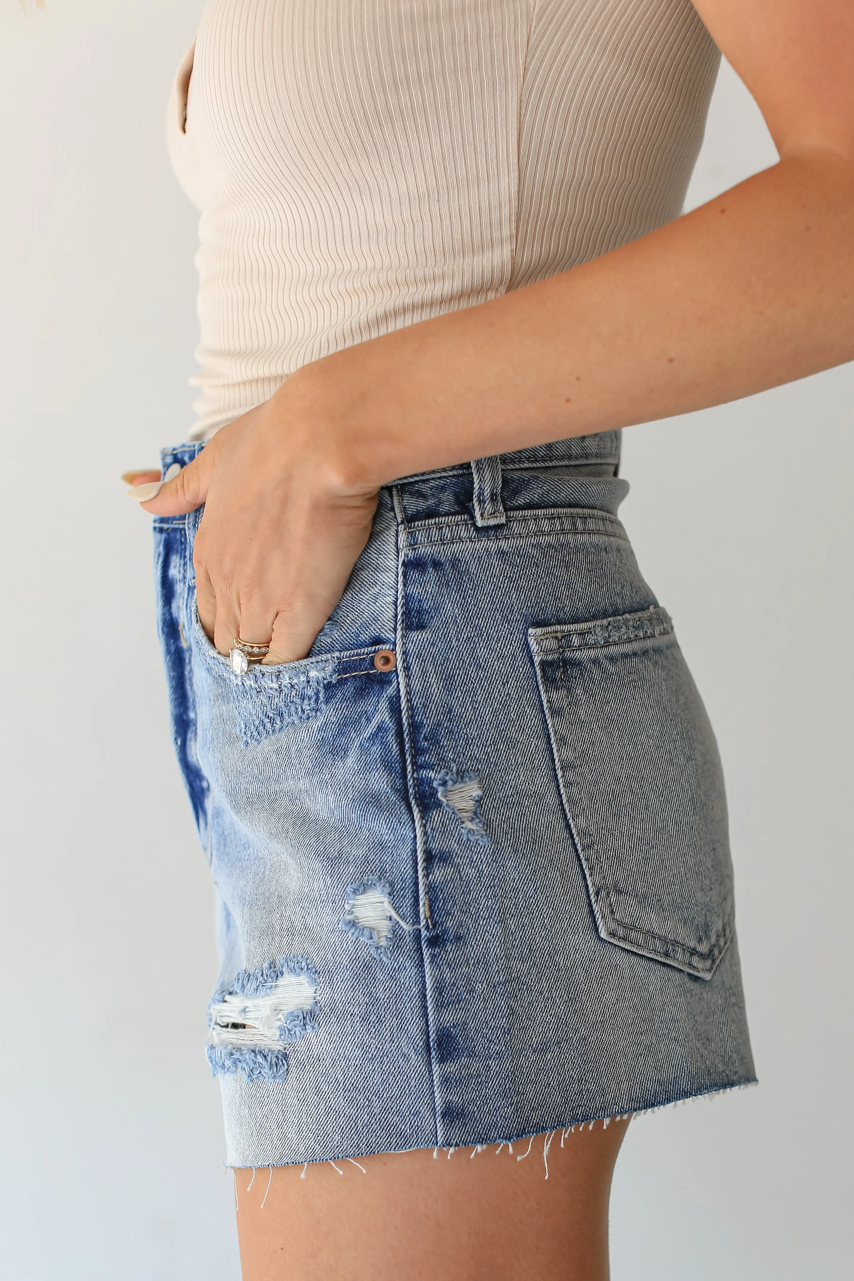 FINAL SALE - Bringing The Vibes Distressed Denim Shorts