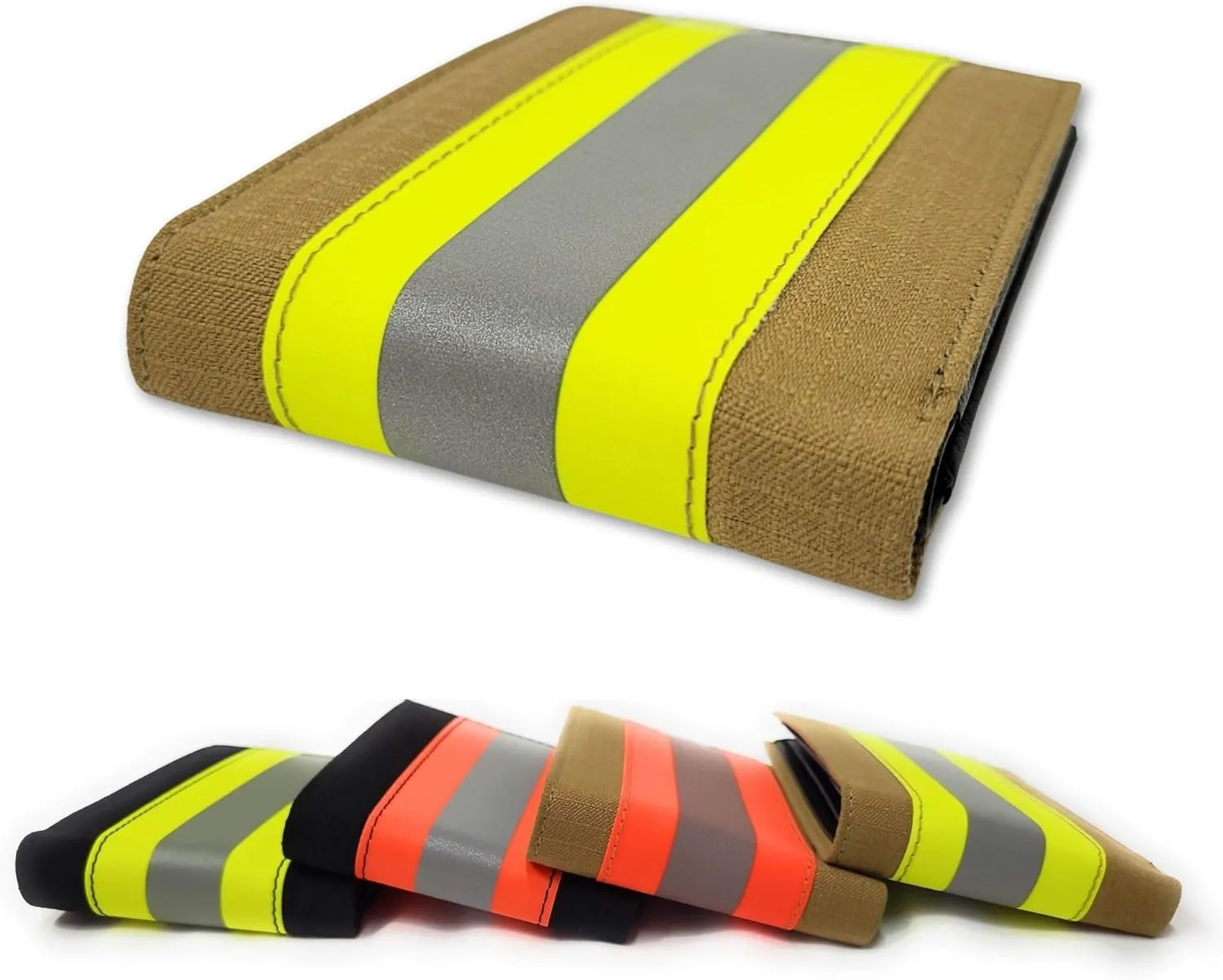 Firefighter Wallet Bifold Original Turnout Bunker Fabric Gear (Black & Orange)