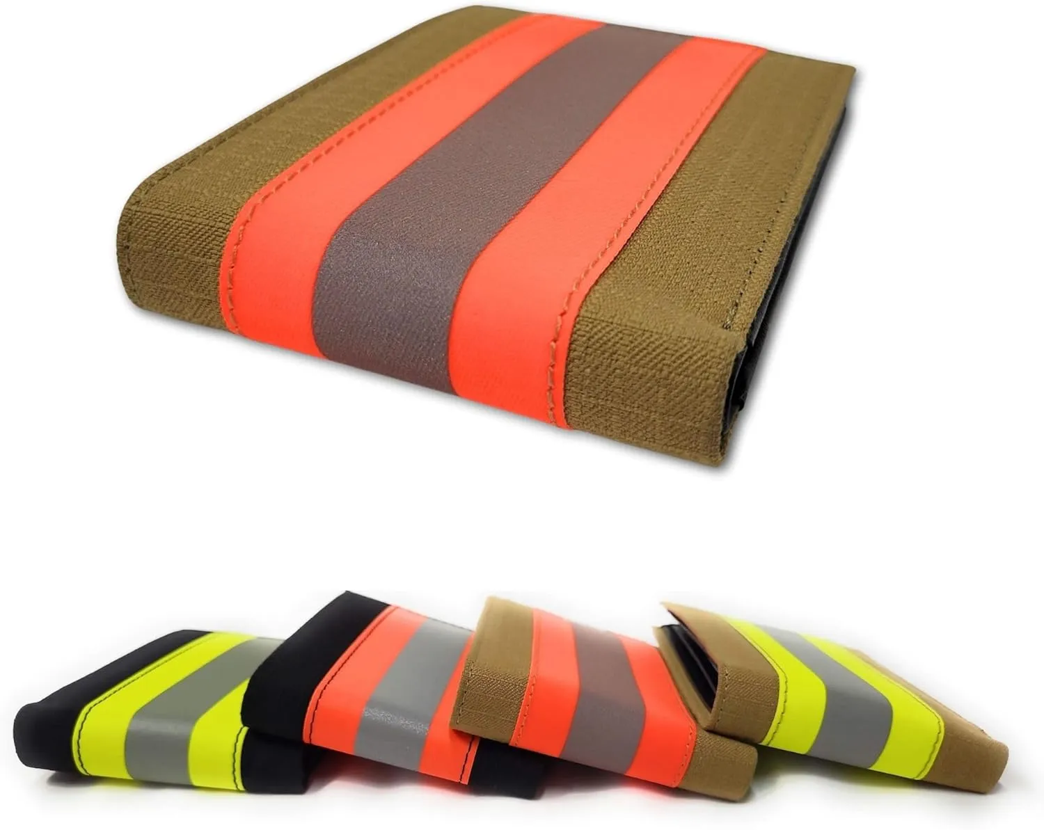 Firefighter Wallet Bifold Original Turnout Bunker Gear Fabric (Beige & Orange)