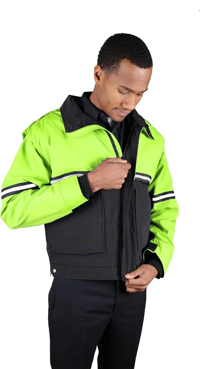 First Class Men's Two-Tone Waterproof Bike Patrol Jacket - Removable Liner, Work Utility & Safety Outerwear