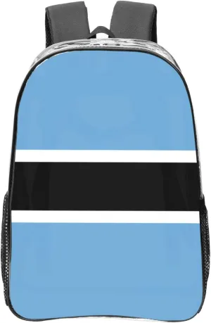 Flag Of Botswana Transparent Backpack-16-Inch Pvc Clear Backpack With Side Pockets,Black