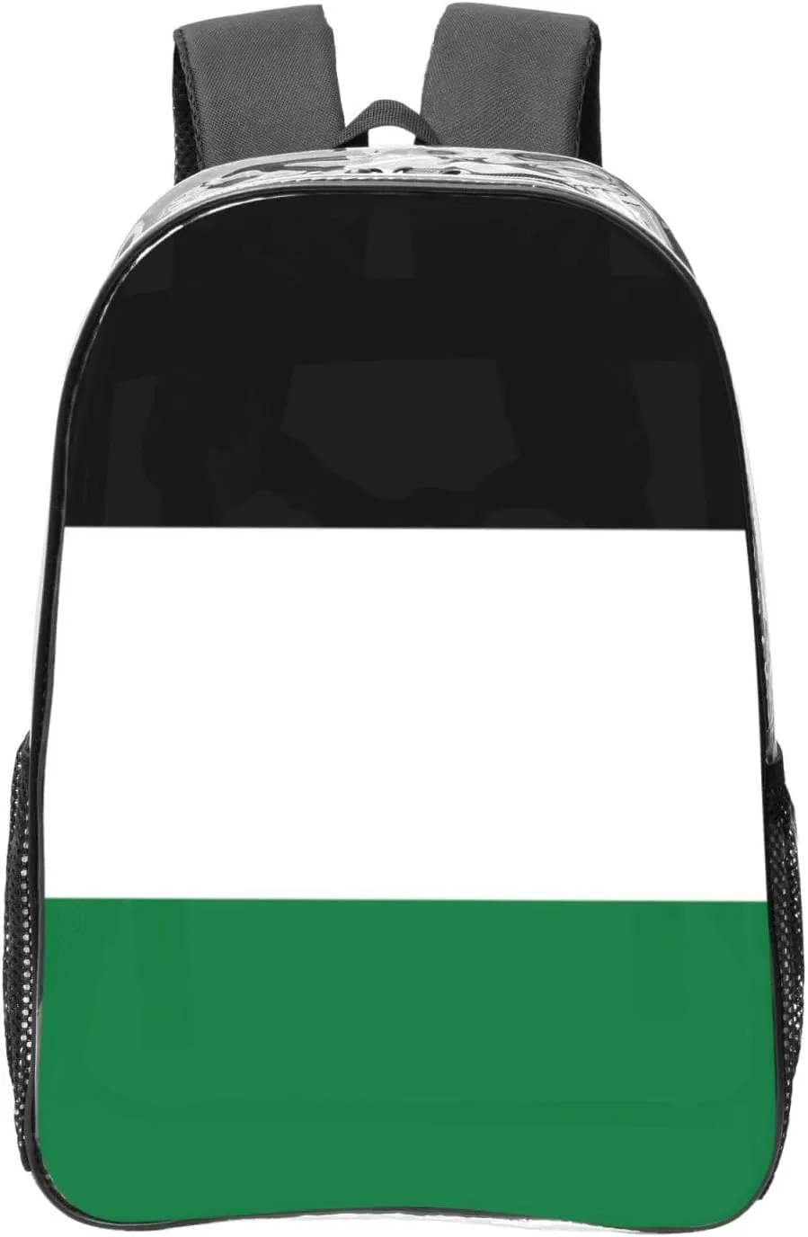 Flag Of The State Of Palestine Transparent Backpack-16-Inch Pvc Clear Backpack With Side Pockets,Black
