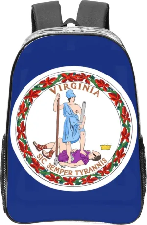 Flag Of Virginia Transparent Backpack-16-Inch Pvc Clear Backpack With Side Pockets,Black