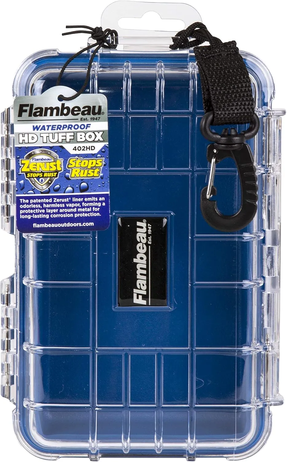 Flambeau Outdoors 402HD HD Tuff Box 400 with Zerust Anti-Corrosion Liner, Dry Box Storage, Medium, Blue/Clear